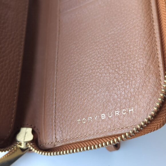 TORY BURCH Wallet Quilted British Tan Leather Phone Purse & Wallet Wris… - Picture 11 of 11